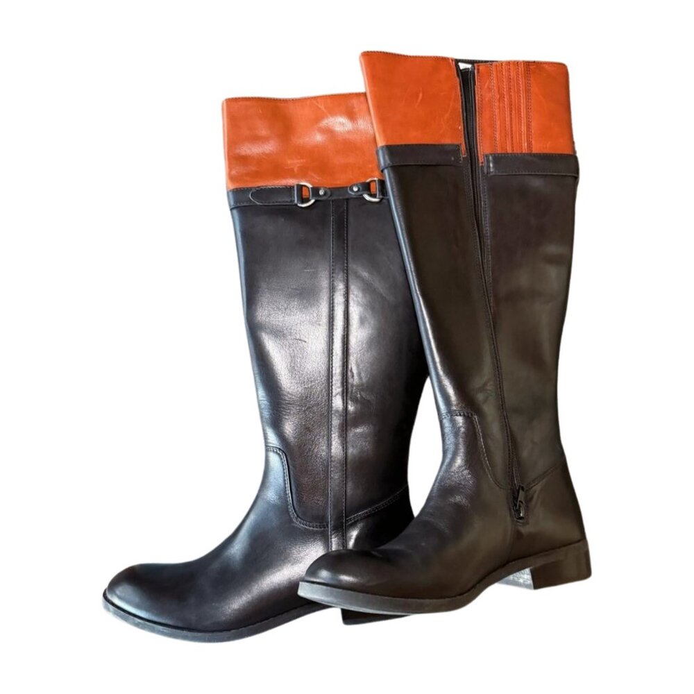 Clarks Two-toned Black and Cordovan Leather Knee-High Boots